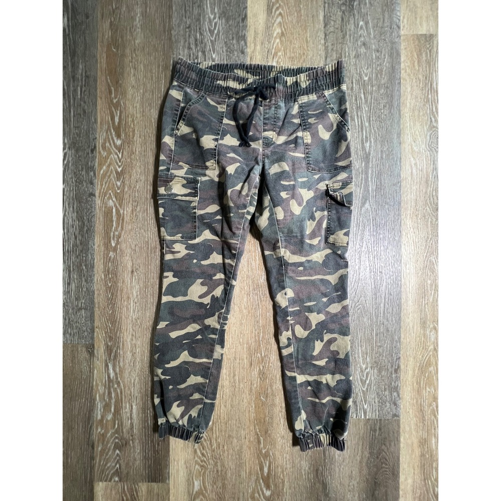 V.I.P. Joggers Girls Size 11/12 Camo Green Cargo Pants Elastic Waist Drawstring